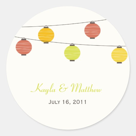 のぶら下がった提灯がステッカーや封筒用シールを気に入る ラウンドシール (正面)