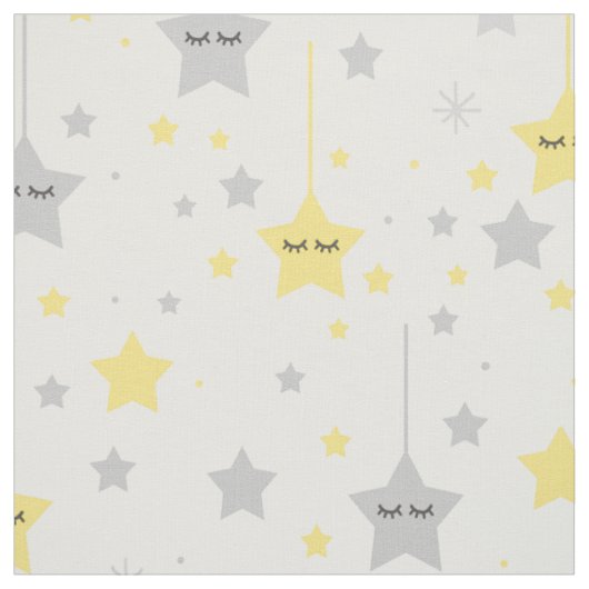 のぶら下がった眠い目は黄色い灰色を星にする ファブリック (見本)