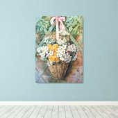 のぶら下がった花のバスケット キャンバスプリント (インサイチュ (ウッドフロア))
