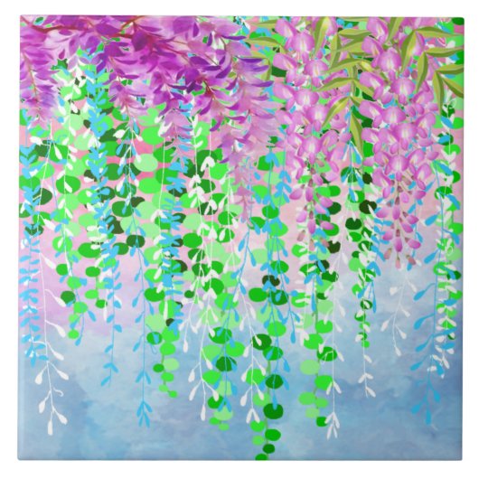 のぶら下がった花セラミック瓦 タイル (正面)