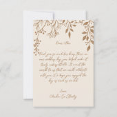 のぶら下がった花模様の葉の暖かいロマンチックなボホ自然 サンキューカード (正面)