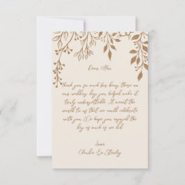 のぶら下がった花模様の葉の暖かいロマンチックなボホ自然 サンキューカード