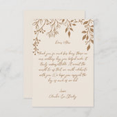 のぶら下がった花模様の葉の暖かいロマンチックなボホ自然 サンキューカード (正面/裏面)