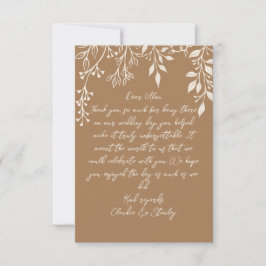 のぶら下がった花模様の葉の暖かいロマンチックなボホ自然 サンキューカード