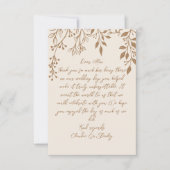 のぶら下がった花模様の葉の暖かいロマンチックなボホ自然 サンキューカード (正面)