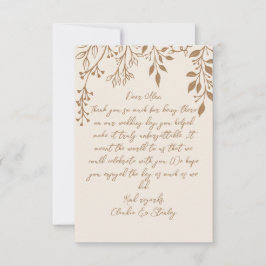 のぶら下がった花模様の葉の暖かいロマンチックなボホ自然 サンキューカード