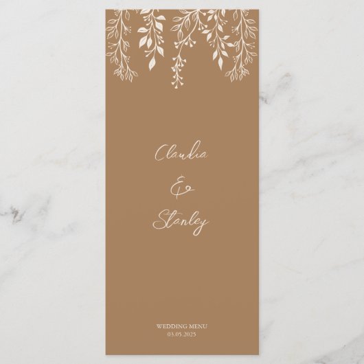 のぶら下がった花模様の葉の暖かいロマンチックなボホ自然 メニュー (正面)