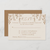 のぶら下がった花模様の葉の暖かいロマンチックなボホ自然 出欠カード (正面/裏面)