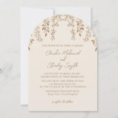 のぶら下がった花模様の葉の暖かいロマンチックなボホ自然 招待状 (正面)