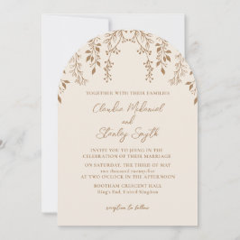 のぶら下がった花模様の葉の暖かいロマンチックなボホ自然 招待状