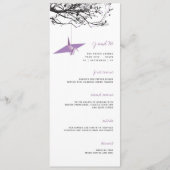 のぶら下がった薄紫紙クレーンOn Branch Asian's 結婚.com メニュー (正面)