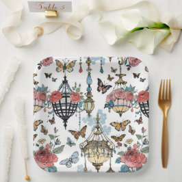 のぶら下がった蝶のシャンデリアフローラ ペーパープレート