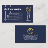 のぶら下がった電球金ゴールド電源プラグ 名刺 (正面/裏面)