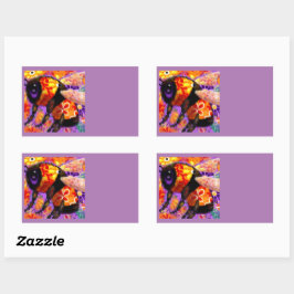 のまわりにお洒落フローラオレンジ赤黄 長方形シール