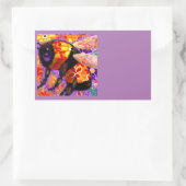 のまわりにお洒落フローラオレンジ赤黄 長方形シール (バッグ)