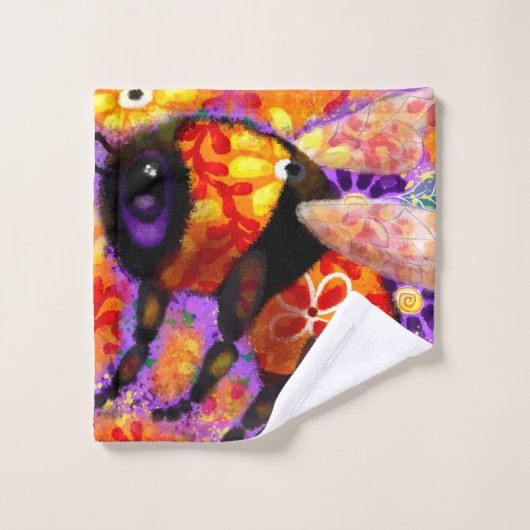 のまわりにお洒落フローラ赤黄パープル ウォッシュタオル (ウォッシュタオル)