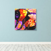 のまわりにお洒落フローラ赤黄パープル キャンバスプリント (インサイチュ (ウッドフロア))