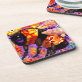 のまわりにお洒落フローラ赤黄パープル コースター (左側)