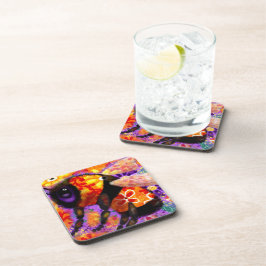 のまわりにお洒落フローラ赤黄パープル コースター