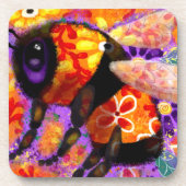 のまわりにお洒落フローラ赤黄パープル コースター (正面)