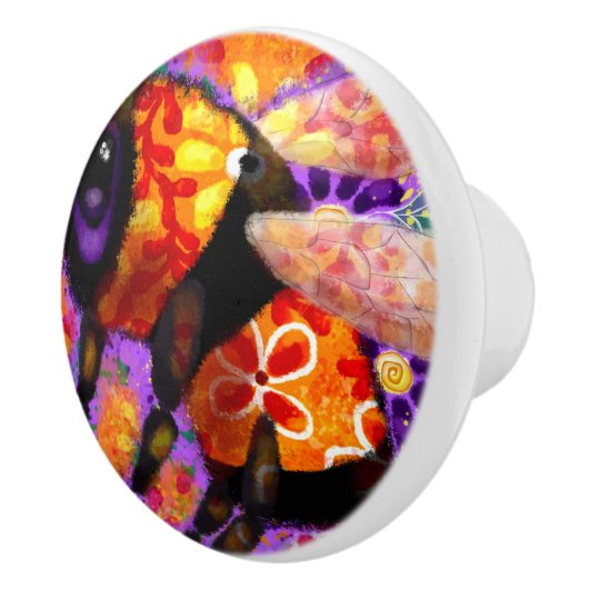 のまわりにお洒落フローラ赤黄パープル セラミックノブ (右)