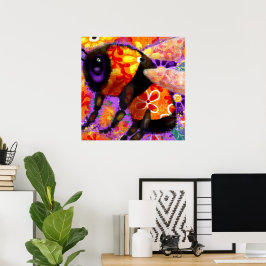 のまわりにお洒落フローラ赤黄パープル ポスター