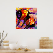 のまわりにお洒落フローラ赤黄パープル ポスター (キッチン)