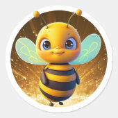 のまわりに🐝かわいいハチミツ動物漫画グラフィック ラウンドシール (正面)