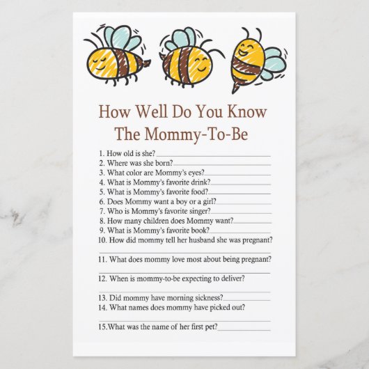 のまわりにどのようにベビーシャワーゲームを知っているか (正面)