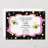 のまわりにのバースデーパーティ招待状のピンク 招待状 (正面/裏面)