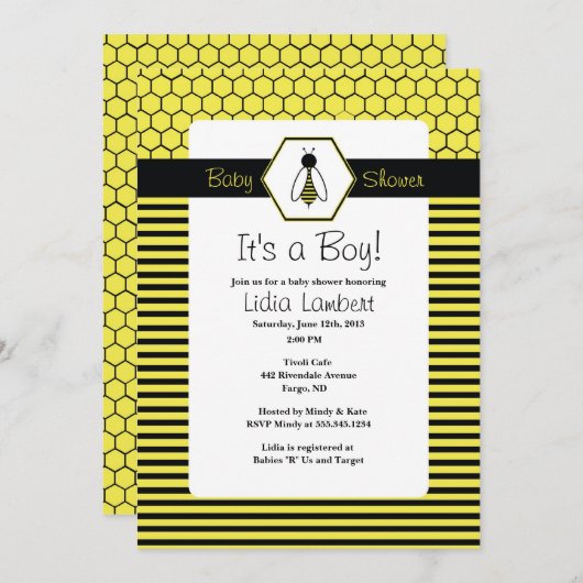 のまわりにのベビーシャワーの招待状 招待状 (正面/裏面)