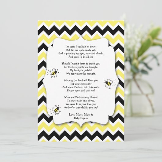 のまわりにのベビーシャワーは詩が付いているノート感謝していしています サンキューカード (スタンド正面)