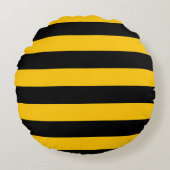 のまわりにの円形黄色い黒のストライプの枕 ラウンドクッション (正面)