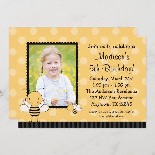 のまわりにの写真のバースデーパーティ招待状 招待状 (正面/裏面)