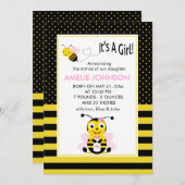 のまわりにの女の赤ちゃんの誕生のAnnoucementカード 案内状 (正面/裏面)