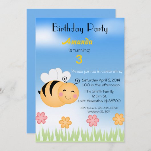 のまわりにの誕生日のパーティの招待状 招待状 (正面/裏面)