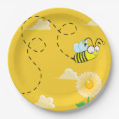 のまわりにはちみつ誕生日デイパーティー黄色 ペーパープレート (正面)