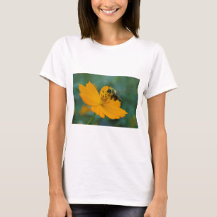 のまわりにはオレンジ色のコスモスに花粉を集める。 Tシャツ