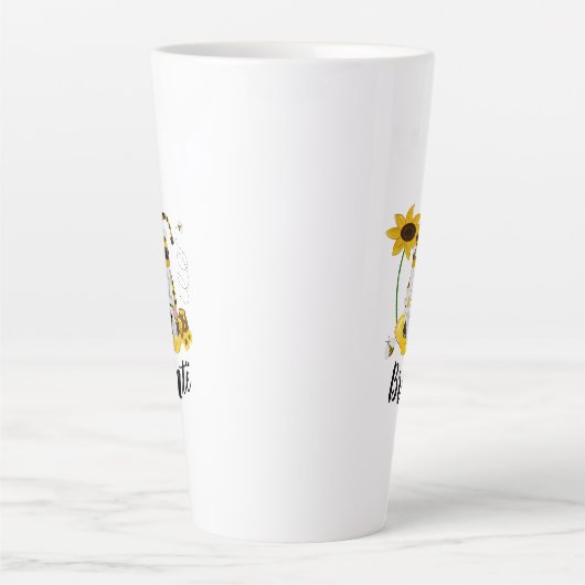 のまわりにひまわりパーソナライズされた格言マグ カフェラテマグ (正面)