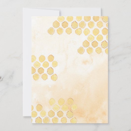 のまわりにイエローフローラフレーム赤ちゃんシャワー 招待状 (裏面)