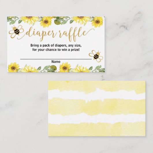 のまわりにイエローベイビーシャワートおむつラッフルカード エンクロージャーカード (正面/裏面)