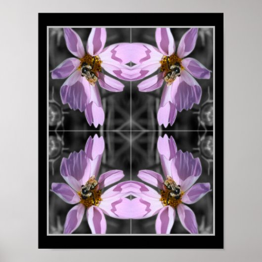 のまわりにオンコスモスフラワーパーシャルカラー抽象芸術 ポスター (正面)