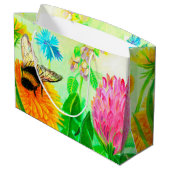 のまわりにオンダンデリオンフラワーイラストレーション ラージペーパーバッグ (裏面アングル)