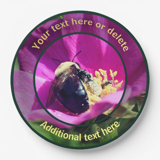 のまわりにオン花自然パーソナライズされたパーティー ペーパープレート (正面)