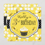 のまわりにカップケーキ第3誕生日 招待状 (正面/裏面)