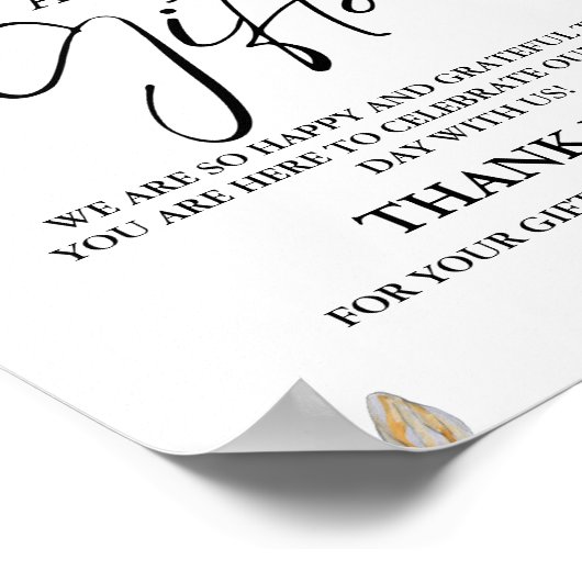 のまわりにカードとギフトありがとう赤ちゃんシャワーのサイン ポスター (角)