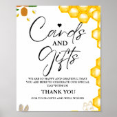 のまわりにカードとギフトありがとう赤ちゃんシャワーのサイン ポスター (正面)