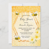 のまわりにグリッタードリップス金ゴールド花模様ベビーシャワー 招待状 (正面)