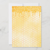 のまわりにグリッタードリップス金ゴールド花模様ベビーシャワー 招待状 (裏面)