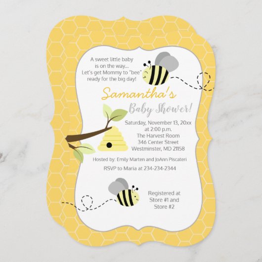 のまわりにグレーイエロー男女兼用招待状 招待状 (正面/裏面)